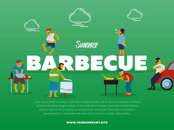 Pesta barbeque musim panas bersama orang-orang Stok Ilustrasi 