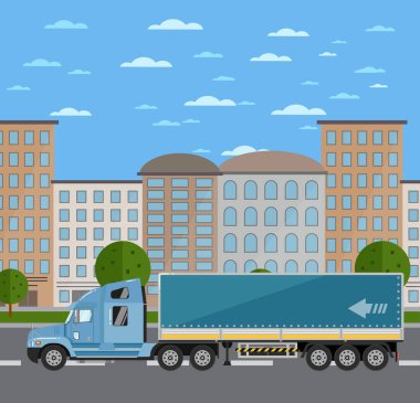 Ticari yük kamyonu şehir de yol