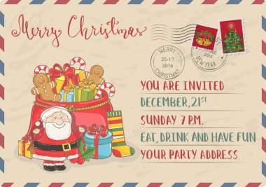 Posta pulları ile Vintage Noel davet