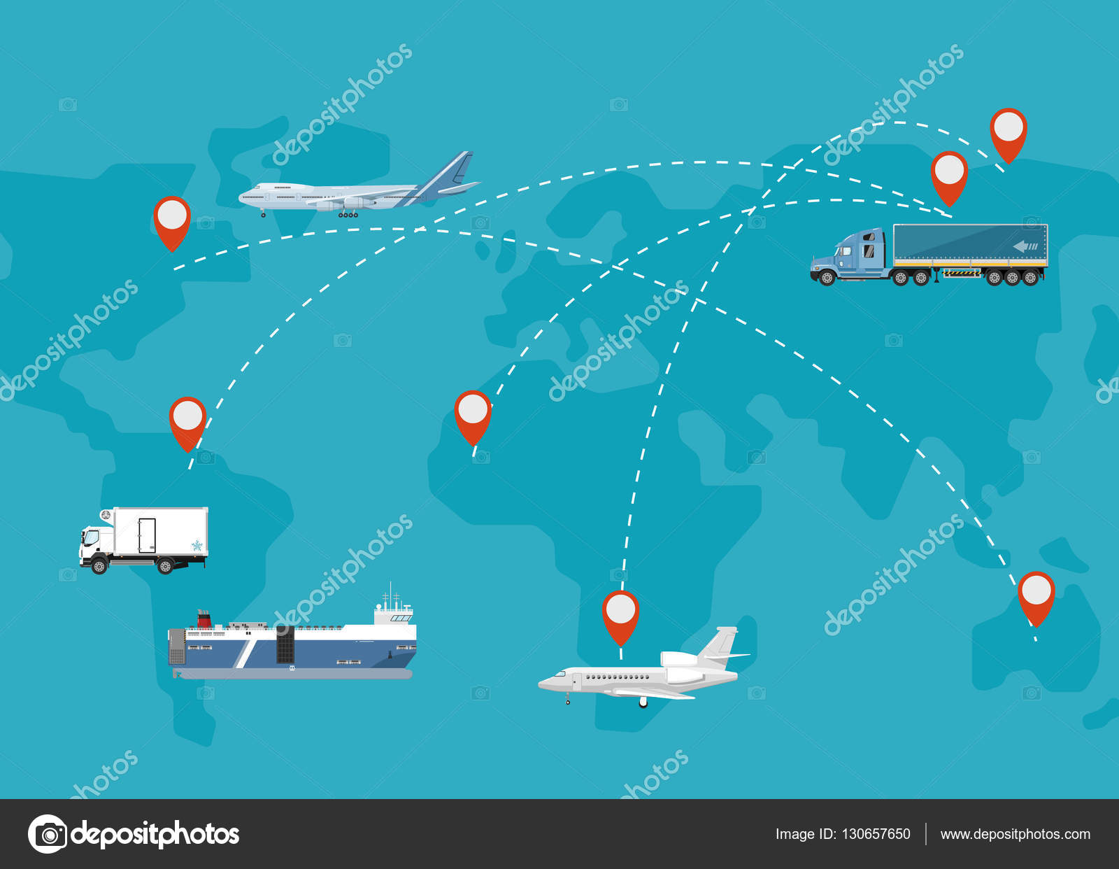 Global logistics network concept in flat design — Stock Vector