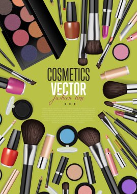 Profesyonel Moda Makyajı Gerçekçiliği Vektör Bayrağı