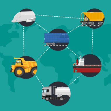 Global lojistik ağ kavramı düz tasarım