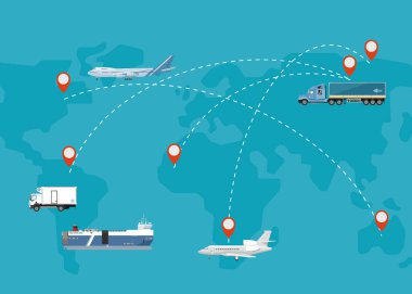 Global lojistik ağ kavramı düz tasarım