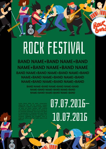 Banner del festival de rock con músicos — Archivo Imágenes Vectoriales