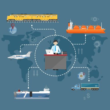 Global lojistik ağ kavramı düz tasarım