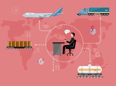 Global lojistik ağ kavramı düz tasarım