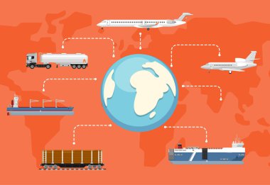 Global lojistik ağ kavramı düz tasarım