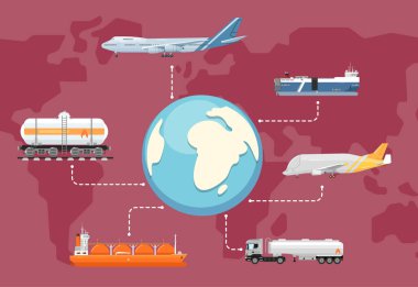 Global lojistik ağ kavramı düz tasarım