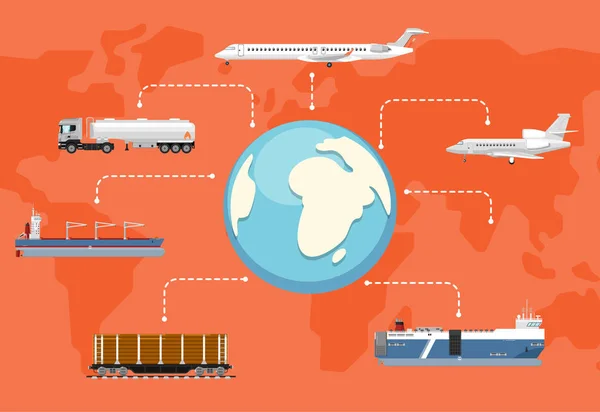 Conceito de rede logística global em design plano —  Vetores de Stock