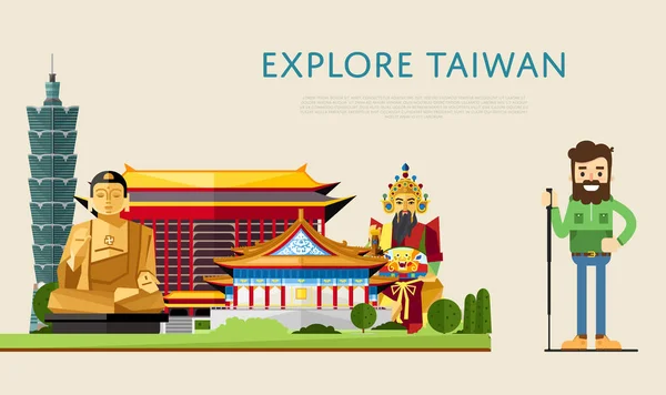 Explore Taiwan banner with famous attractions