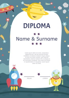 Diploma Çizgi Filmi Vektör Şablonu