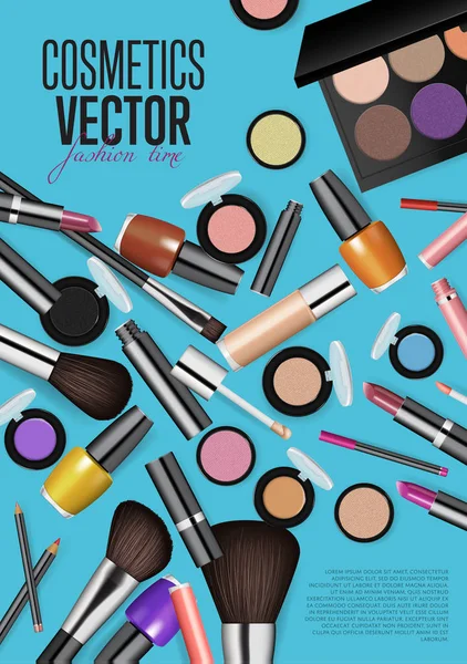 Banner profesional del vector del realismo del maquillaje de la manera — Vector de stock