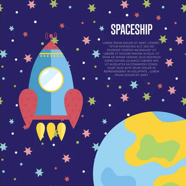 Bannière Web vectorielle conceptuelle de vaisseau spatial — Image vectorielle