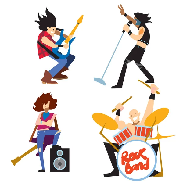 Groupe de musique rock avec musiciens — Image vectorielle