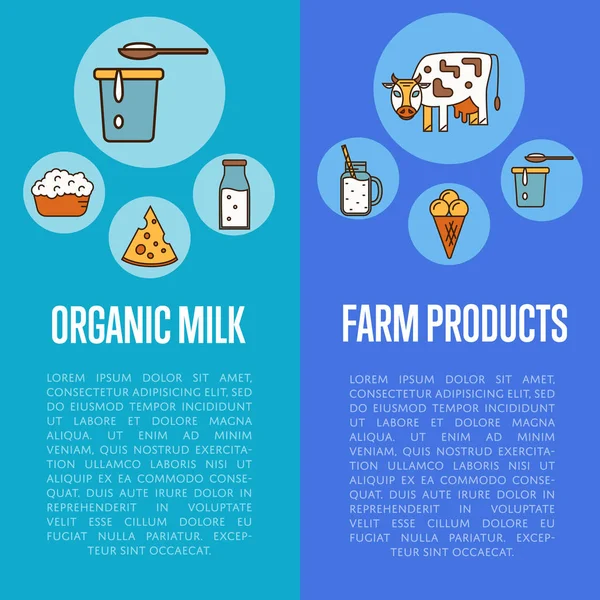 Bio tejtermék függőleges szórólapok — Stock Vector