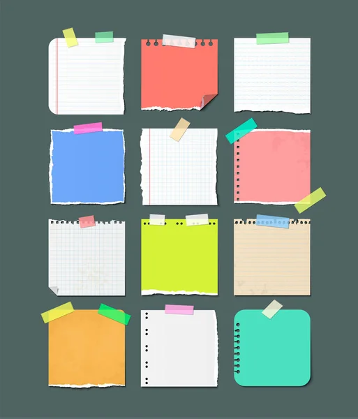 Folhas de papel rasgadas Banners for Notes . — Vetor de Stock