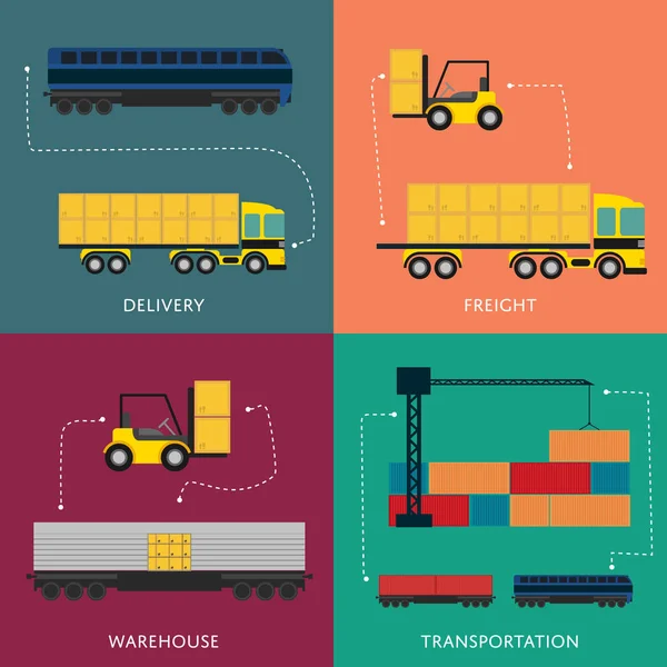 Warehouse and freight transportation banner set — Stock Vector