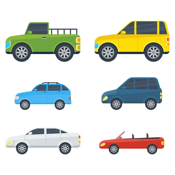 Carros de passageiros Cartoon Vector Modelos Coleção —  Vetores de Stock