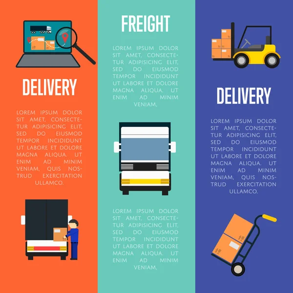 Set banner logistici e di consegna merci — Vettoriale Stock