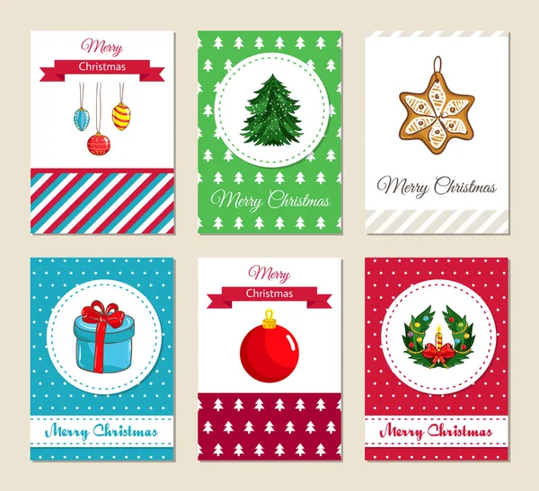 Christmas Greeting Cards and Invitations Set — Stock Vector