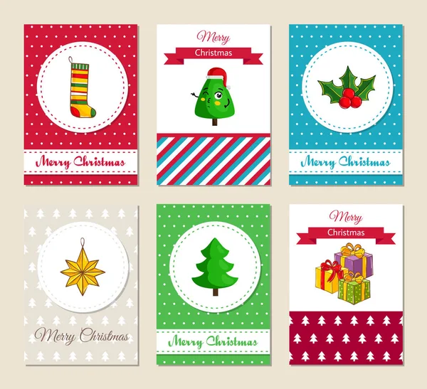 Noel tatil tebrik kartları koleksiyonu — Stok Vektör