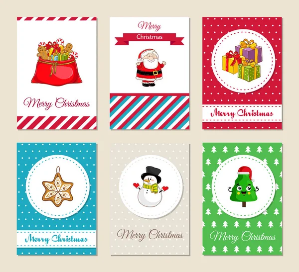 Colección de tarjetas de felicitación navideña — Vector de stock