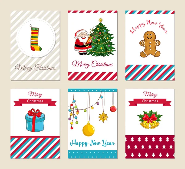 Colección de tarjetas de felicitación navideña — Archivo Imágenes Vectoriales