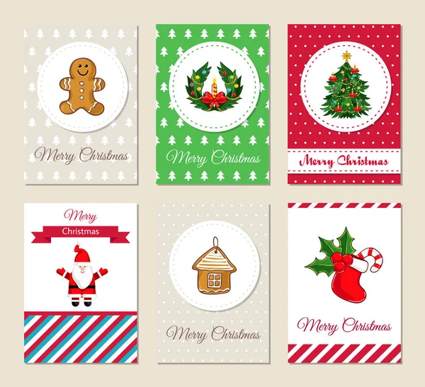 Christmas Greeting Cards and Invitations Set — Stock Vector