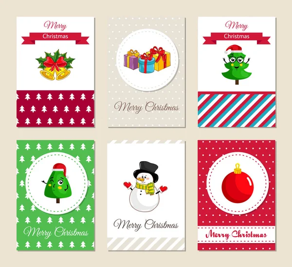 Collection de cartes de voeux des fêtes de Noël — Image vectorielle