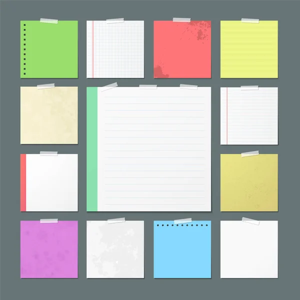 Hojas de Cuaderno Torn Banners para Notas . — Vector de stock