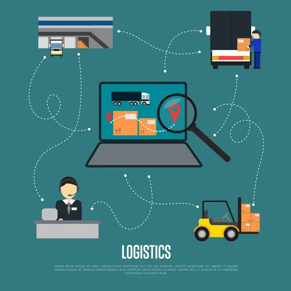 Logística y diagrama de flujo de embarques de carga — Vector de stock