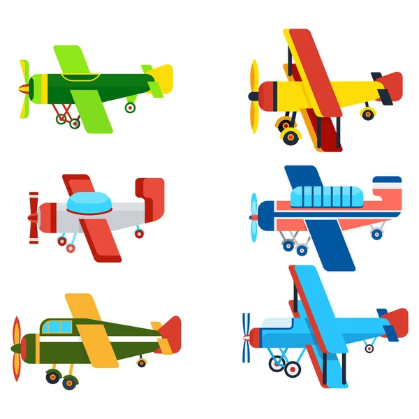 Vintage vliegtuigen Cartoon modellen collectie — Stockvector