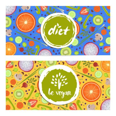 Sağlıklı vegan diyet yatay el ilanları ayarla