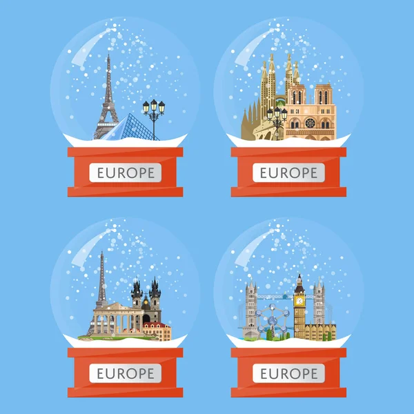 Snow globes with famous attractions