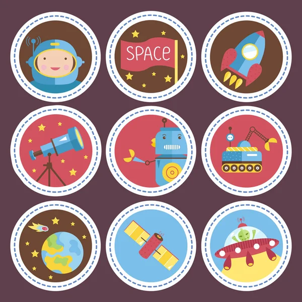 Space Cartoon Vector Icons Collection — Stock Vector