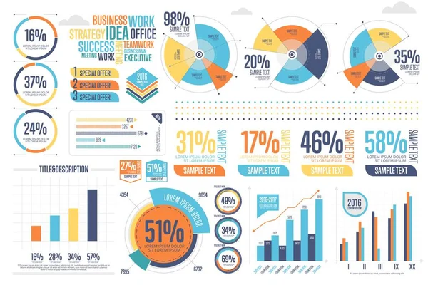 Business-Infografiken mit anderem Diagramm — Stockvektor