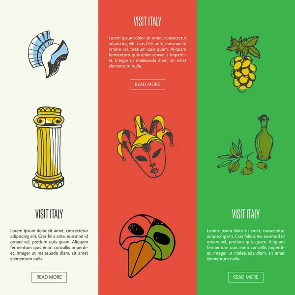 Visite a Itália Touristic Vector Web Banners —  Vetores de Stock