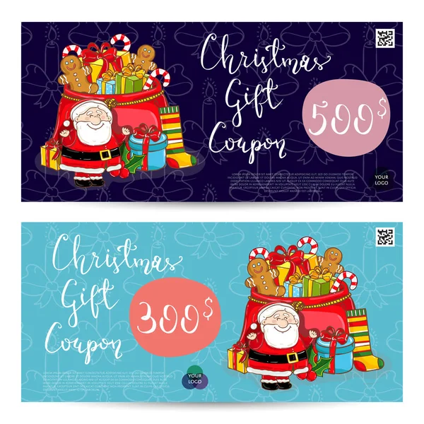Karácsonyi ajándék utalvány sablonnal előre fizetett összeg — Stock Vector