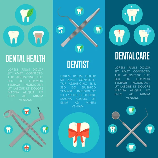 Bandeiras dentárias com instrumentos transversais —  Vetores de Stock