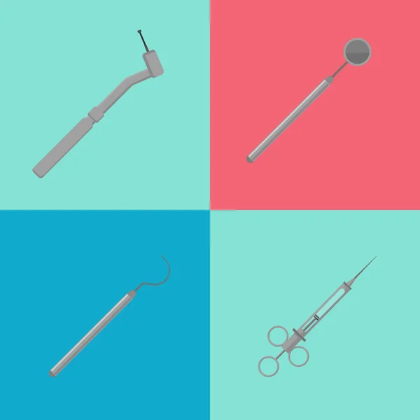 Εργαλεία ιατρικού εξοπλισμού οδοντιατρικής περίθαλψης δοντιών — Διανυσματικό Αρχείο
