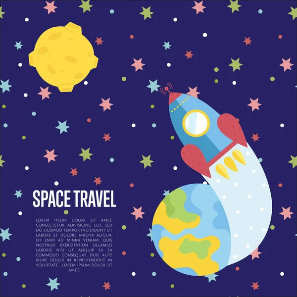 Modèle de page Web vectoriel de bande dessinée de voyage dans l'espace — Image vectorielle