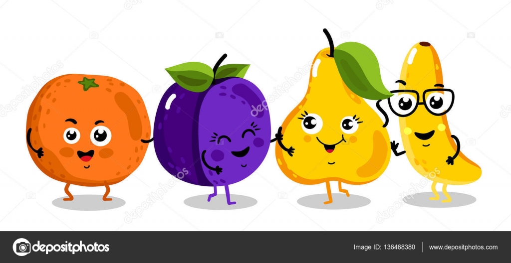 Funny fruit isolated cartoon characters Stock Vector Image by  ©studioworkstock #136468380