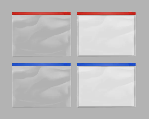 现实的塑料拉链袋模拟了套 — 图库矢量图片