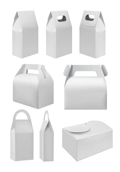 Réaliste à emporter boîte à nourriture modèle mis en place — Image vectorielle