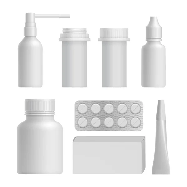 Realistische medische fles mock up set — Stockvector