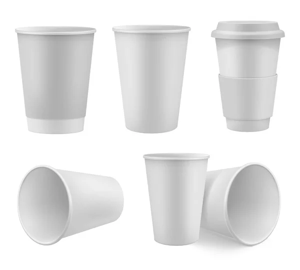 Tasse à café réaliste modèle mis en place — Image vectorielle