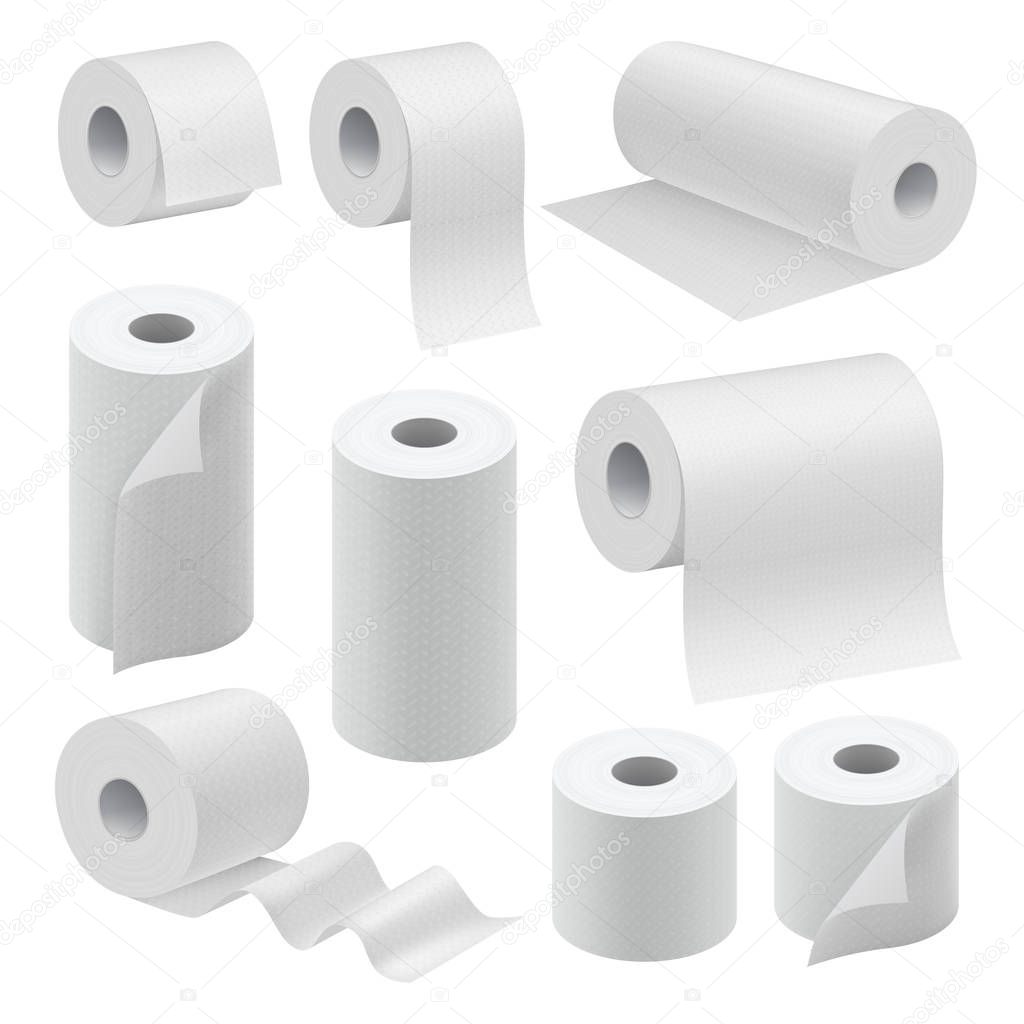 Realistic paper roll mock up set