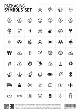 Ambalaj sembolleri Icon set.