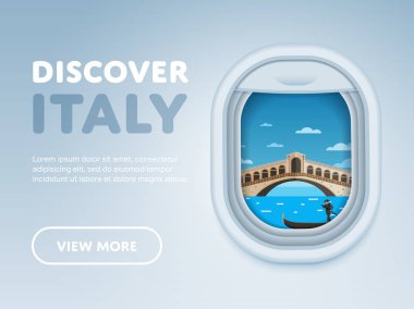 Uçakla seyahat. Pencereyi simge yapılar.