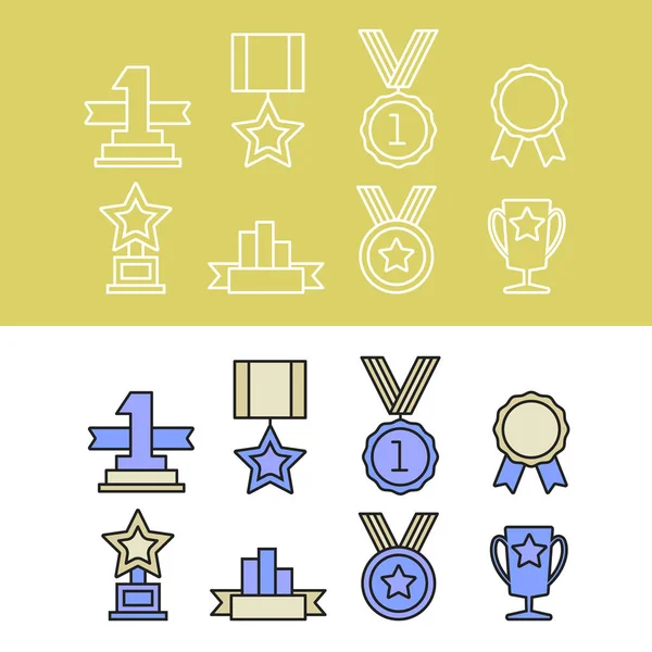 Conjunto de ícones medalha e vencedor . — Fotografia de Stock